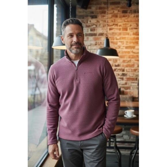 Eddie Bauer Sweater Mens Medium Purple 1/4 Zip Mock Neck Fleece Cabinecore - Picture 1 of 10